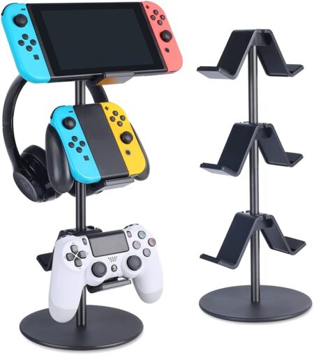 Controller Stand 3 Tier,Headphone Holder, Multi Adjustable Game Controller Headset Hanger
