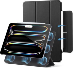 ESR for iPad Pro 13 inch Case M5/M4 (2025/2024), Powerful Magnetic Attachment, Slim Trifold Stand, Supports Pencil Pro and Pencil (USB-C), Auto Wake/Sleep, Durable Protection, Rebound Series, Black
