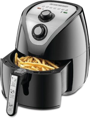 BLACK+DECKER 3.5L Manual Aerofry Air Fryer With Rapid Air Convection Technology, Black/Grey - AF200-B5 , 2 Years Warranty