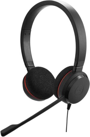 Jabra Evolve 20 MS Stereo Headset - Microsoft zertifizierte Kopfhörer für VoIP Softphone mit passivem Noise-Cancelling - USB-Kabel mit Anrufsteuerung - Schwarz