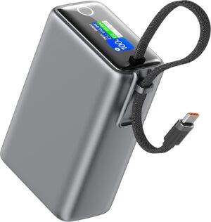 Green Lion Tron X 25000mAh Power Bank, PD 100W, Built-in 100W Braided USB-C Cable