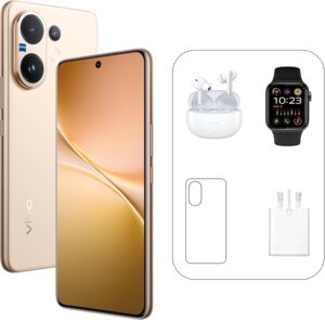 Vivo V60 5G - Desert Gold 12 + 256GB | 50MP ZEISS Camera | 3D curved 120Hz AMOLED Display | 6500mAh | IP69, 4Y Battery | 24 Months Warranty